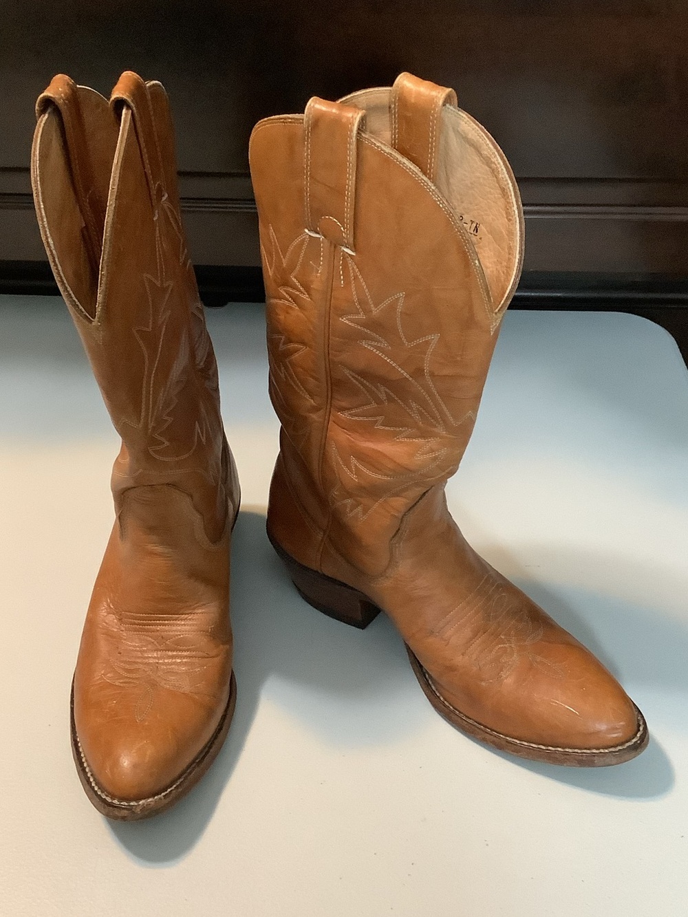 Tan Leather Western Cowboy Boots